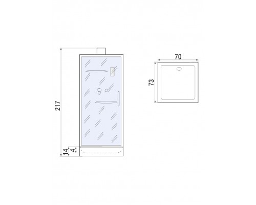 Душевая кабина River MOERO Б/К  70х73 без крыши, матовое стекло, профиль хром матовый