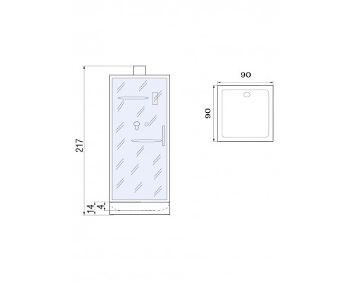 Душевая кабина River MOERO Б/К  90х90 без крыши, матовое стекло, профиль хром матовый