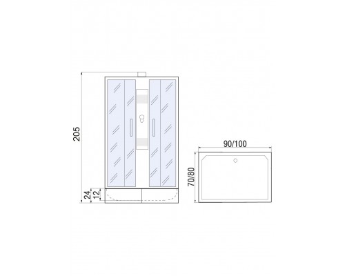 Душевая кабина River TEMZA 120х120 матовое стекло, профиль хром матовый