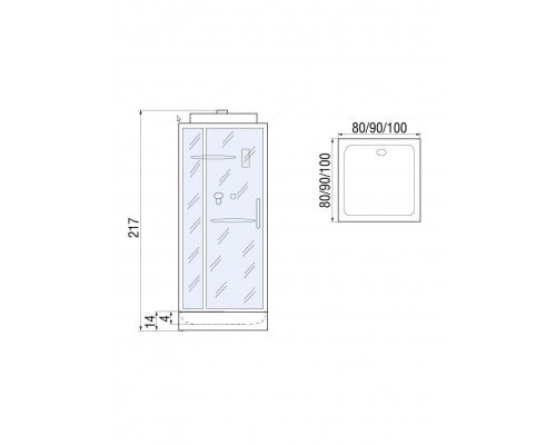 Душевая кабина River TANA 100х100 матовое стекло, профиль хром матовый