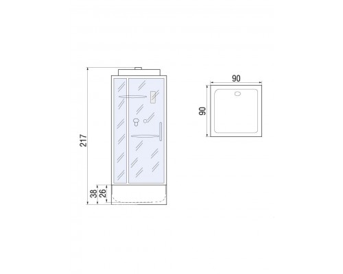Душевая кабина River TANA 90х90 матовое стекло, профиль хром матовый