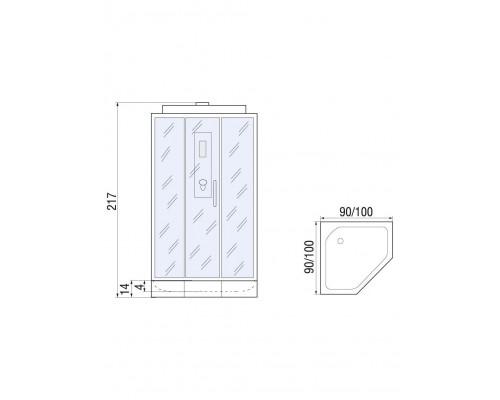 Душевая кабина River PENTA 90х90, матовое стекло, профиль хром матовый
