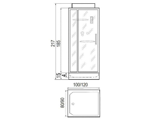 Душевая кабина River TANA 120х90 матовое стекло, профиль хром матовый