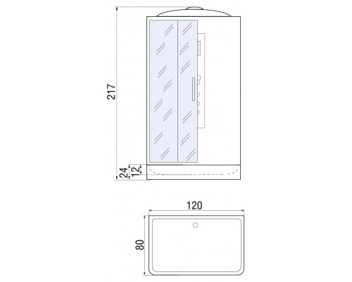 Душевая кабина River VITIM 120х80 тонированное стекло, профиль хром матовый