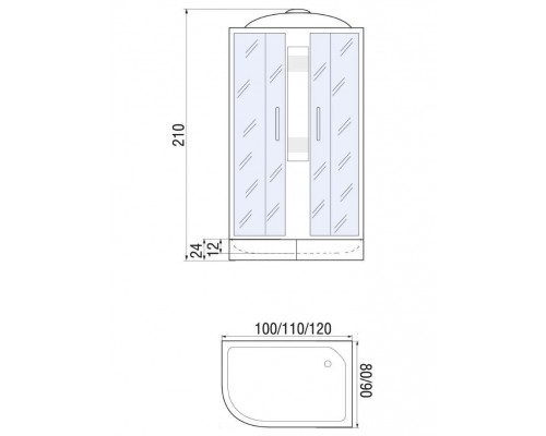 Душевая кабина River NARA 120х90 матовое стекло, профиль хром матовый, правая