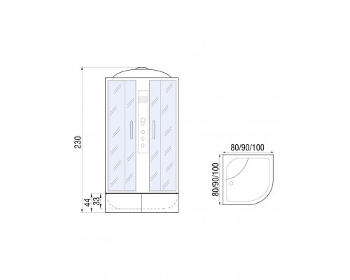 Душевая кабина River DUNAY XL 100х100 матовое стекло, профиль хром матовый