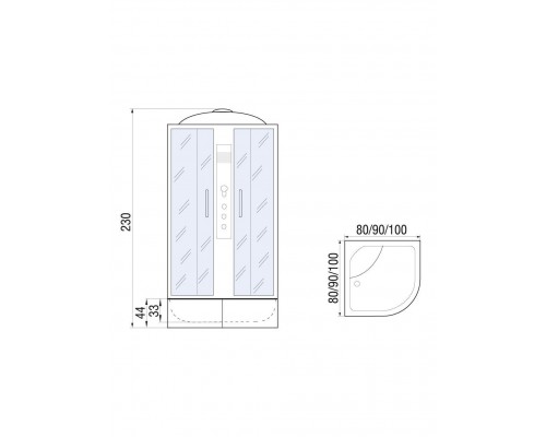 Душевая кабина River DUNAY XL 90х90 матовое стекло, профиль хром матовый