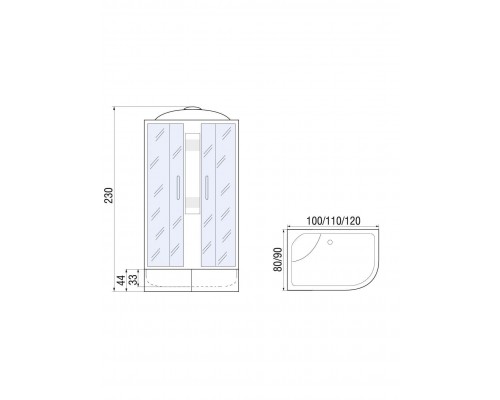 Душевая кабина River NARA XL 110х80 матовое стекло, профиль хром матовый, левая