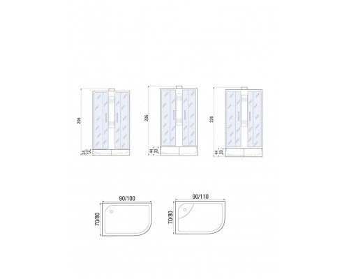 Душевая кабина River NARA Б/К 100х80 без крыши, матовое стекло, профиль хром матовый, левая