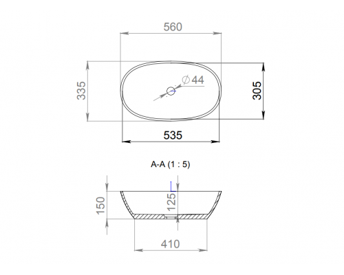 Раковина накладная Salini S-Stone Матовое SOFIA 555x330мм I 1101206SM