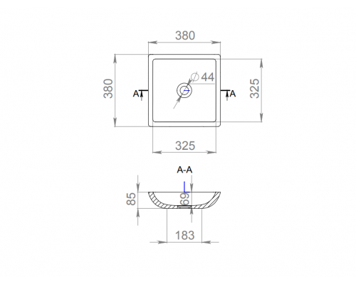 Раковина накладная Salini S-Stone Матовое CALLISTA 375x375мм I 1101208SM