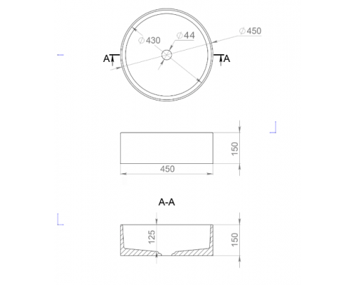Раковина накладная Salini S-Stone Матовое ARMONIA 440x440мм I 130112SM