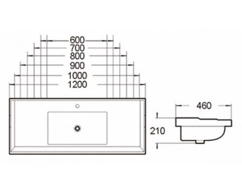 SantiLine SL-211280 Раковина керамическая врезная сверху 800*460*210