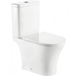 Унитаз напольный безободковый Santi Line SL-5010 сиденье Duroplast, микролифт, белый глянец