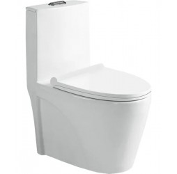 Унитаз напольный безободковый Santi Line SL-5012 сиденье Duroplast, микролифт, арматура GEBERIT, белый глянец