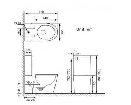 Унитаз напольный с встроенным смесителем и функцией биде Santi Line SL-5014SM-BD сиденье Duroplast, микролифт,арматура GEBERIT, белый глянец