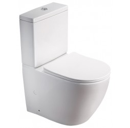 Унитаз напольный безободковый Santi Line SL-5016 сиденье Duroplast, микролифт, арматура GEBERIT, белый глянец