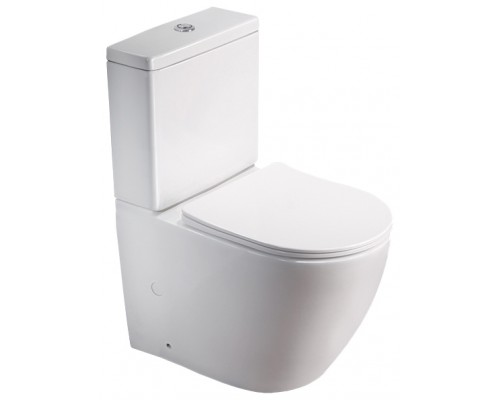 Унитаз напольный безободковый Santi Line SL-5016 сиденье Duroplast, микролифт, арматура GEBERIT, белый глянец