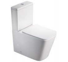 Унитаз напольный безободковый Santi Line SL-5017 сиденье Duroplast, микролифт, арматура GEBERIT, белый глянец