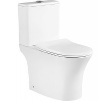 Унитаз напольный безободковый Santi Line SL-5022 сиденье Duroplast, микролифт, белый глянец