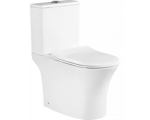 Унитаз напольный безободковый Santi Line SL-5022 сиденье Duroplast, микролифт, белый глянец