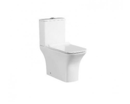 Унитаз напольный безободковый Santi Line SL-5023 сиденье Duroplast, микролифт, белый глянец