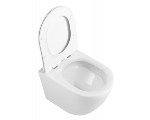 Унитаз подвесной безободковый с закрытым дном Tornado Santi Line SL-5025Z сиденье Duroplast, микролифт, белый глянец