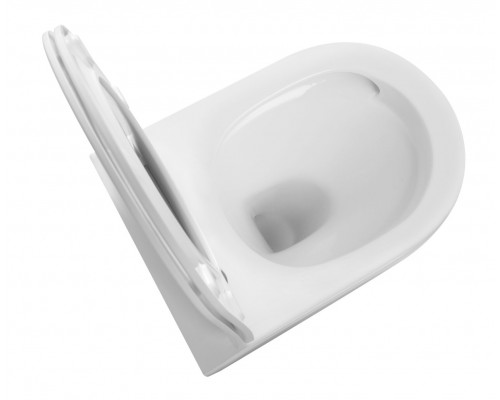 Унитаз подвесной безободковый с закрытым дном Tornado Santi Line SL-5025Z сиденье Duroplast, микролифт, белый глянец