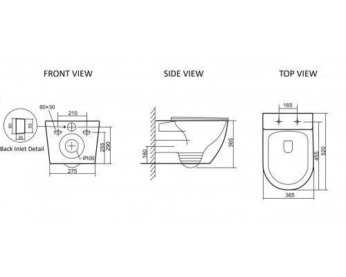 Унитаз подвесной безободковый с закрытым дном Tornado Santi Line SL-5025Z сиденье Duroplast, микролифт, белый глянец