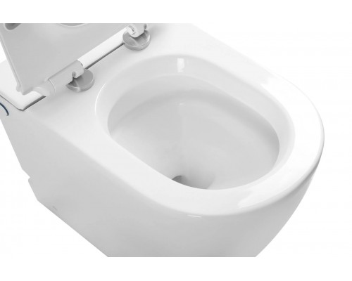 Унитаз напольный, приставной,безободковый, импульсный Santi Line SL-5030 сиденье Duroplast, микролифт, белый глянец