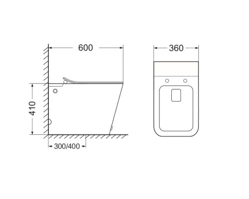 Унитаз напольный, приставной,безободковый, импульсный Santi Line SL-5033 сиденье Duroplast, микролифт, белый глянец