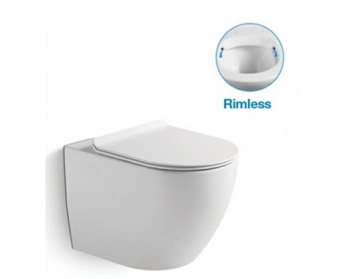 Унитаз подвесной безободковый Santi Line SL-5002 сиденье Duroplast, микролифт, белый глянец