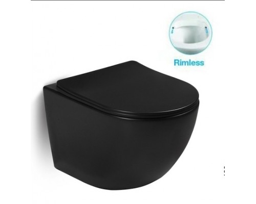 Унитаз подвесной безободковый Santi Line SL-5002MB сиденье Duroplast, микролифт, чёрный матовый