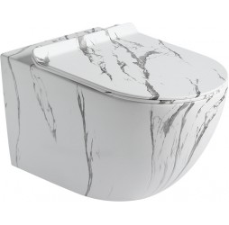 Унитаз напольный безободковый Santi Line SL-5010 сиденье Duroplast, микролифт, белый глянец