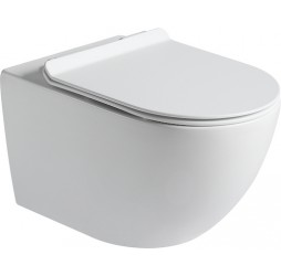 Унитаз напольный безободковый Santi Line SL-5010 сиденье Duroplast, микролифт, белый глянец