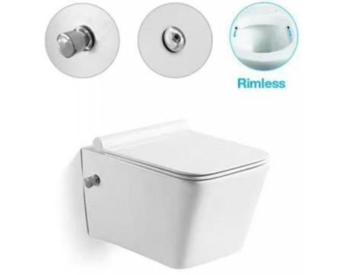 Унитаз подвесной, с встроенным смесителем и функцией биде Santi Line SL-5004SM-BD сиденье Duroplast, микролифт, белый глянец