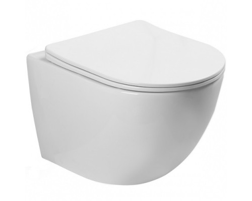Унитаз напольный безободковый Santi Line SL-5010 сиденье Duroplast, микролифт, белый глянец
