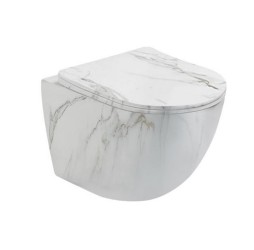 Унитаз подвесной безободковый Santi Line SL-5005MRB сиденье Duroplast, микролифт, мрамор