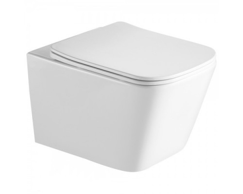 Унитаз подвесной безободковый Santi Line SL-5007 сиденье Duroplast, микролифт, белый глянец