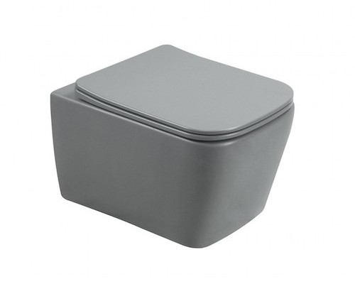 Унитаз подвесной безободковый Santi Line SL-5007MG сиденье Duroplast, микролифт, серый матовый