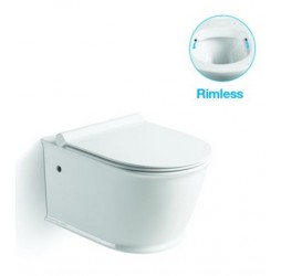 Унитаз подвесной безободковый Santi Line SL-5009 сиденье Duroplast, микролифт, белый глянец