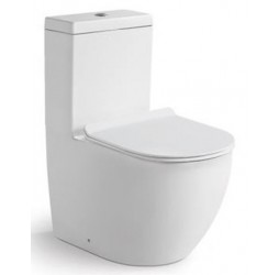 Унитаз напольный безободковый Santi Line SL-5011 Сиденье Duroplast, микролифт, арматура GEBERIT, белый глянец