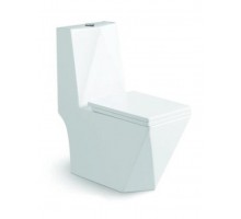 Унитаз напольный безободковый Santi Line SL-5013 сиденье Duroplast, микролифт, арматура GEBERIT, белый глянец