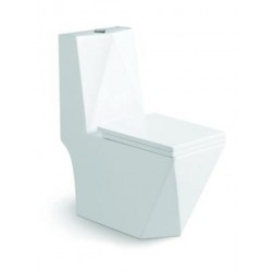 Унитаз напольный безободковый Santi Line SL-5013 сиденье Duroplast, микролифт, арматура GEBERIT, белый глянец