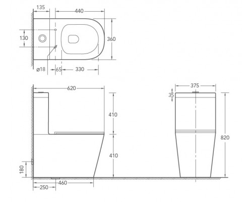 Унитаз напольный безободковый Santi Line SL-5014 сиденье Duroplast, микролифт, арматура GEBERIT, белый глянец