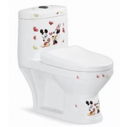 Унитаз напольный Santi Line SL-5015 сиденье микролифт,детский, рисунок Микки Маус, белый глянец
