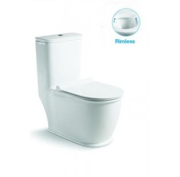 Унитаз напольный безободковый Santi Line SL-5019 сиденье Duroplast, микролифт, арматура GEBERIT, белый глянец