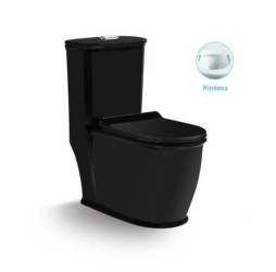 Унитаз напольный безободковый Santi Line SL-5019MB сиденье Duroplast, микролифт, арматура GEBERIT, чёрный товый