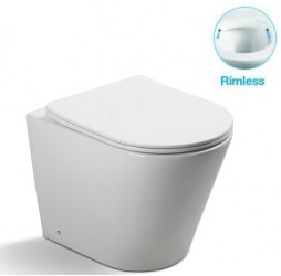 Унитаз приставной безободковый Santi Line SL-5020 сиденье Duroplast, микролифт, белый глянец