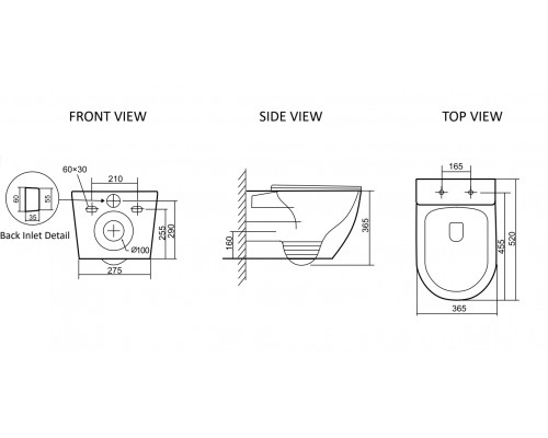 Унитаз подвесной безободковый Tornado Santi Line SL-5025MB сиденье Duroplast, микролифт, черный матовый